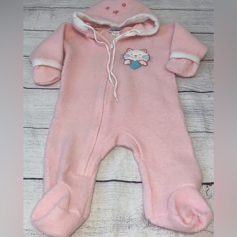 Vtg Carter’s Pink Sleeper Pajamas Bunting S 0-3 3-6